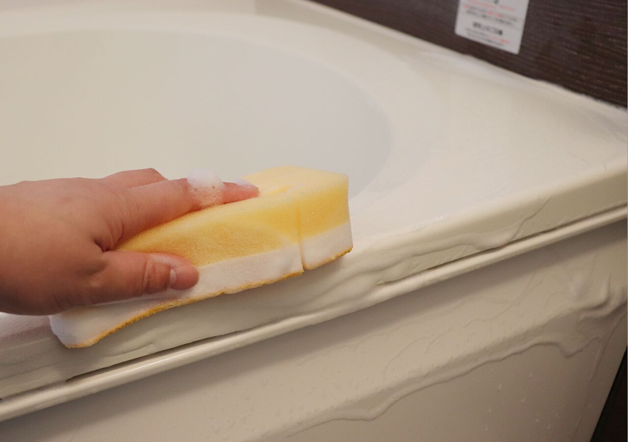 細かい繊維で細かい汚れを落とすバススポンジ