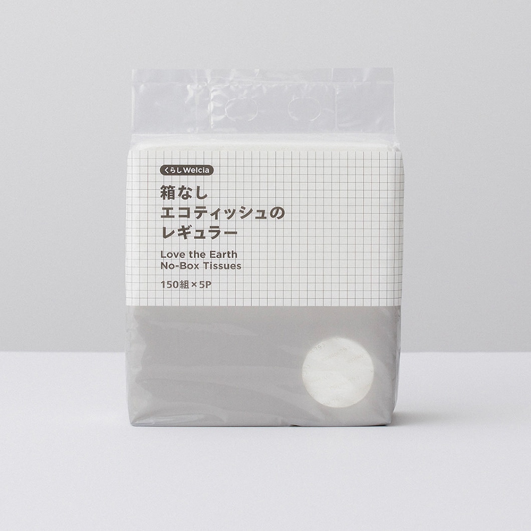 箱なしエコティッシュのレギュラー／150組×5P