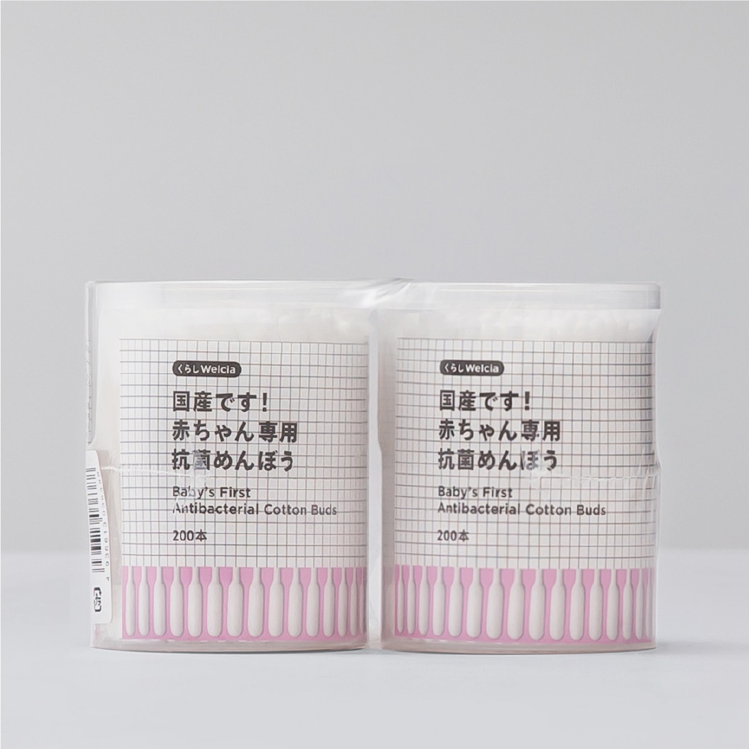 国産です！赤ちゃん専用抗菌めんぼう/200本×2P