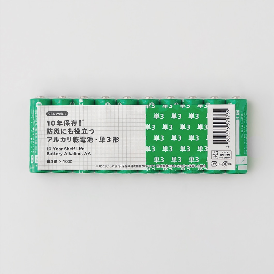 10年保存！防災にも役立つアルカリ乾電池・単3形/単3形×10本