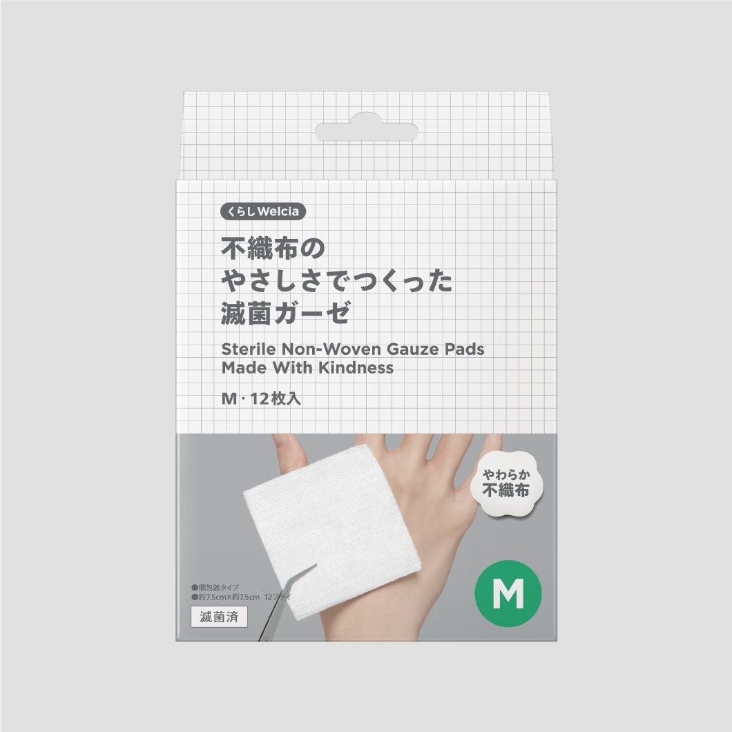 不織布のやさしさでつくった滅菌ガーゼ/M・12枚入